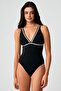 Gian Solid Color Gathering Triangle Swimsuit Black - 4