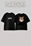 Dropout Bear_5 Design Printed Oversize Black T-Shirt
