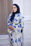 Cobalt Blue Sleeve Collar Ruffle Patterned Dress - 3