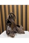 Polka Dot Bow Detailed Ankle Strap Heeled Shoes - 4