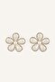 Women's Flower Shaped White Earrings H9973Axns - 3
