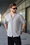 Painted Gray Overfit Striped Jacquard Men's Shirt E6770