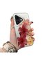 iPhone 16 Compatible Silicone Edge Hard Back Case Couple Phone Case with Floral Pattern