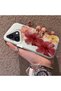 iPhone 16 Plus Compatible Silicone Edge Hard Back Case Couple Phone Case with Floral Pattern - 2