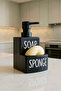 Black Soap and Sponge Porcelain Liquid Soap Dispenser and Sponge Holder - 2
