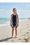 Girl's Black and White Colorful Quick-Drying Tight-Fitting Swimsuit