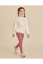 Girls Burgundy Floral Print Leggings - 5