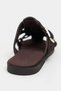 Siento Bitter Brown Suede Leather Buckle Detail Flat Sole Women's Slippers - 7