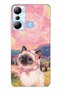Infinix Hot 20I Compatible Van Gogh Themed Cat Pattern Transparent Phone Case