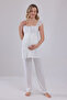 New Season Ecru Special Lace Design Strap 100% Cotton Maternity Pajama Set with 3 Pieces - 4