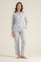 Women's Flowers Blue Shirt Pajama Set Pc9271-S-V1