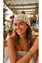 Women's White Sequin Mesh Knitted Beanie Summer Bohemian Beach Hair Accessory