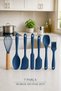 Arel Silicone Kitchen Set 6 Pieces Heat Resistant Spatula Spoon Brush Set+Whisk Gift-Blue