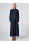 Straw Belt Detailed Maxi Dress Dark Navy Blue - 2