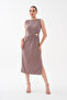 Yandan Brooched Pleated Pique Modal Dress - 3