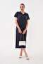 Short Sleeve Pique Modal Dress with Collar - 2