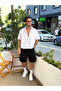 Boxy Fit Crinkle Short Sleeve Linen Shirt White