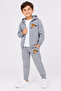 Zippered Teddy Bear Printed Zippered Boys' Top and Bottom Tracksuit Set - 2