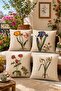 Simple Floral Patterned 4-Piece Throw Pillow Cover Set