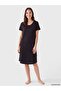 Lcw Dream Black Crew Neck Patterned Women's Nightgown