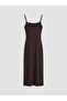 Xside Brown Square Neck Rope Strap Slit Dress - 7