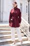 Ruffle Sleeve Belted Burgundy Tunic - 3