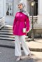 Fuchsia Tunic with Ruffle Sleeves and Belt