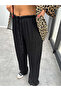 Women's Leopard Printed Satin Oversize Pants Black - 2