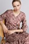 Regular Fit V-Neck Floral Half Sleeve Midi Dress (26 Sm)