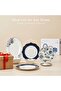 Shallow By ROSY 32 Pc New Bone China Dinner Set for 6 - White with Blue Floral Pattern - 7