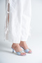 9cm Women's Baby Blue Skin Buckle Slippers