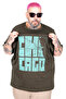 Mode XL Large Size T-Shirt with Bis Collar Chicago U26116 Khaki - 4