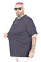 Mode XL Large Size T-Shirt Bıs There Is No Right 26120 Dark Blue - 2