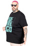 Mode XL Large Size T-Shirt with Bis Collar Chicago U26116 Black - 2