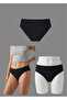 Women's 3-Piece Black-White-Grey Cotton Bikini Panties Set - 2