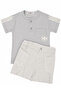 Baby Boy Gray Striped Adventure Embroidered Shorts Set of 2 - 2