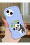 iPhone 14 Compatible Case Camera Protector Blue Silicone Couple Phone Case Panda Pattern