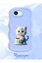 iPhone 16E Compatible Case Camera Protector Blue Silicone Couple Phone Case Cat Pattern - 2