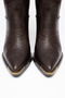 Bitter Brown Matte Leather Metal Toe Cap Below the Knee Embroidered Western Cowboy Boots - 4