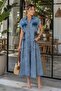 Denim Dress with Front Zipper and Side Tie Detail