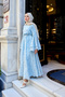 Women's Small Sequin Detail Floral Embroidered Lined Dress Light Blue - 4