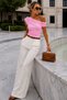 New Season Women's Blouse with Asymmetrical Shoulder Detail and Waist Adjustment 52115088