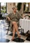 70% Viscose 30% Silk Front V-Neck Wide Half Sleeve Slit Women's Summer Dress - 4