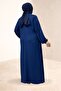 62018 Plus Size Tie-Up Wrap Prayer Dress - Indigo - 5