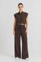 Bitter Brown Pocketed Crop Shirt Trousers Set 7157 - 2