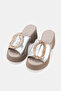 Women's Lame Genuine Leather 36-41 Size Buckle Platform Heel Daily Slippers - 2