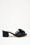 Lace Detailed Feathered Bridal Slippers Black Thick Heeled Wedding Engagement and Dowry Slippers - 5