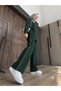 Women's Ribbed Detailed Top and Bottom Set |   Contrast Stripe Detailed Oversized Sweatshirt and Wide-Leg Pants |   Comfortable Fit Casual Sport Stylish Two-Piece Set - 2