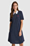 Women's Navy Blue Knitted Dress 50322074-Vr033 - 3