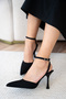 Silvia Ankle Strap Women's Black Heeled Shoes - - 2